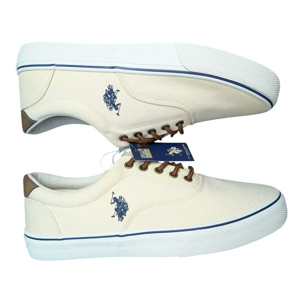 U.S. Polo Assn. Men's Wembley Canvas Sneakers 10.5 Beige/Cream Casual Low Top